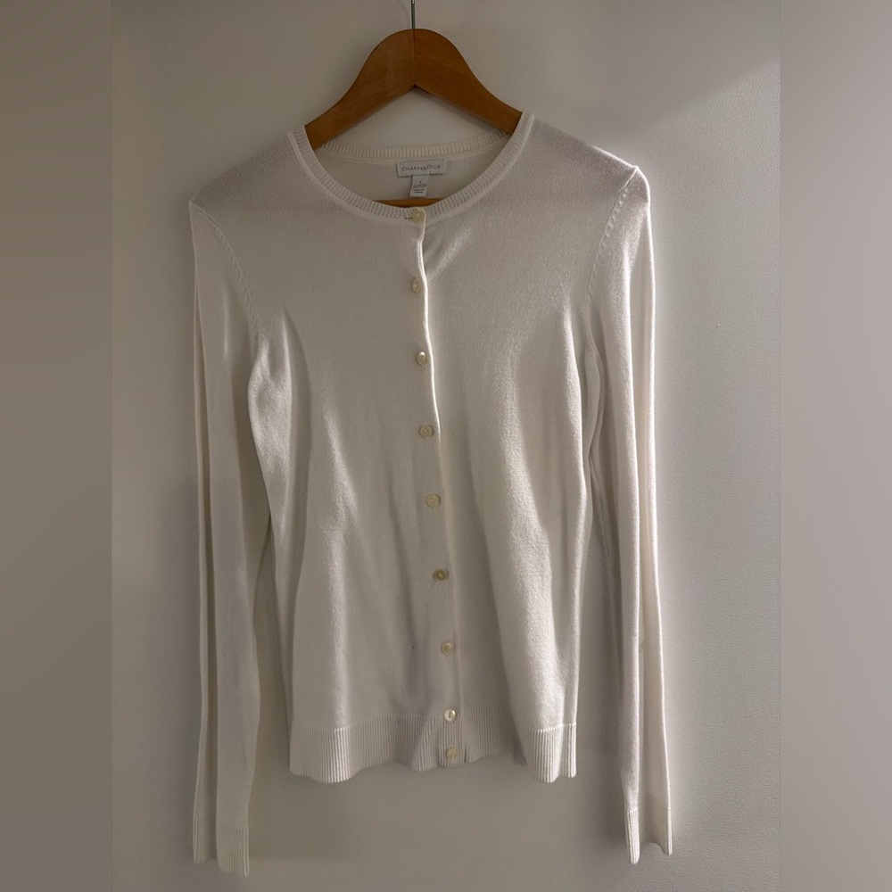 Charter Club Cream Button Down Cardigan